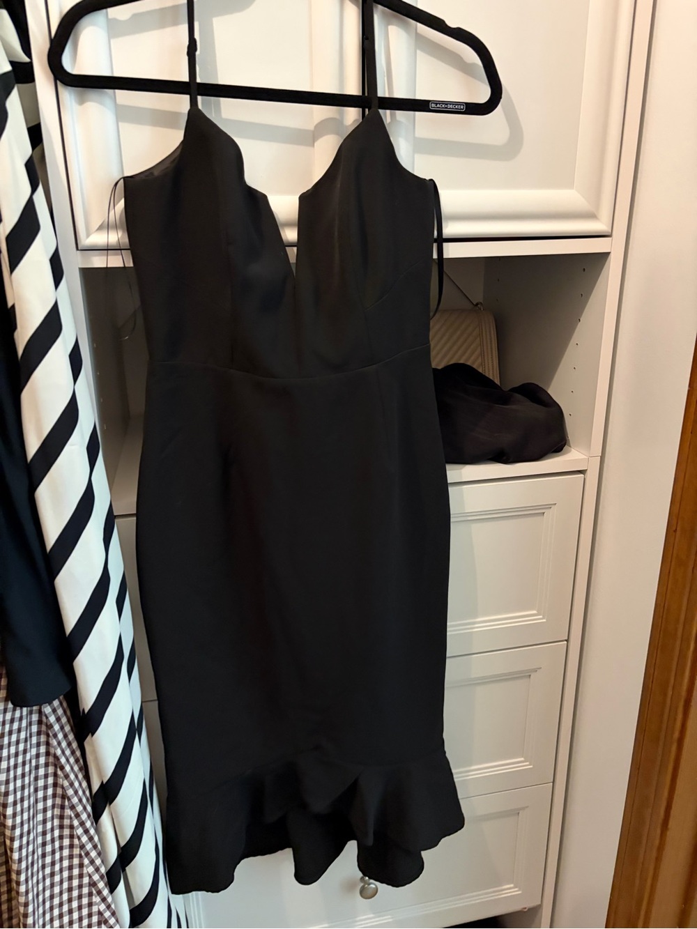 Nordstrom Black Spaghetti-Strap Ruffle-Hem Dress